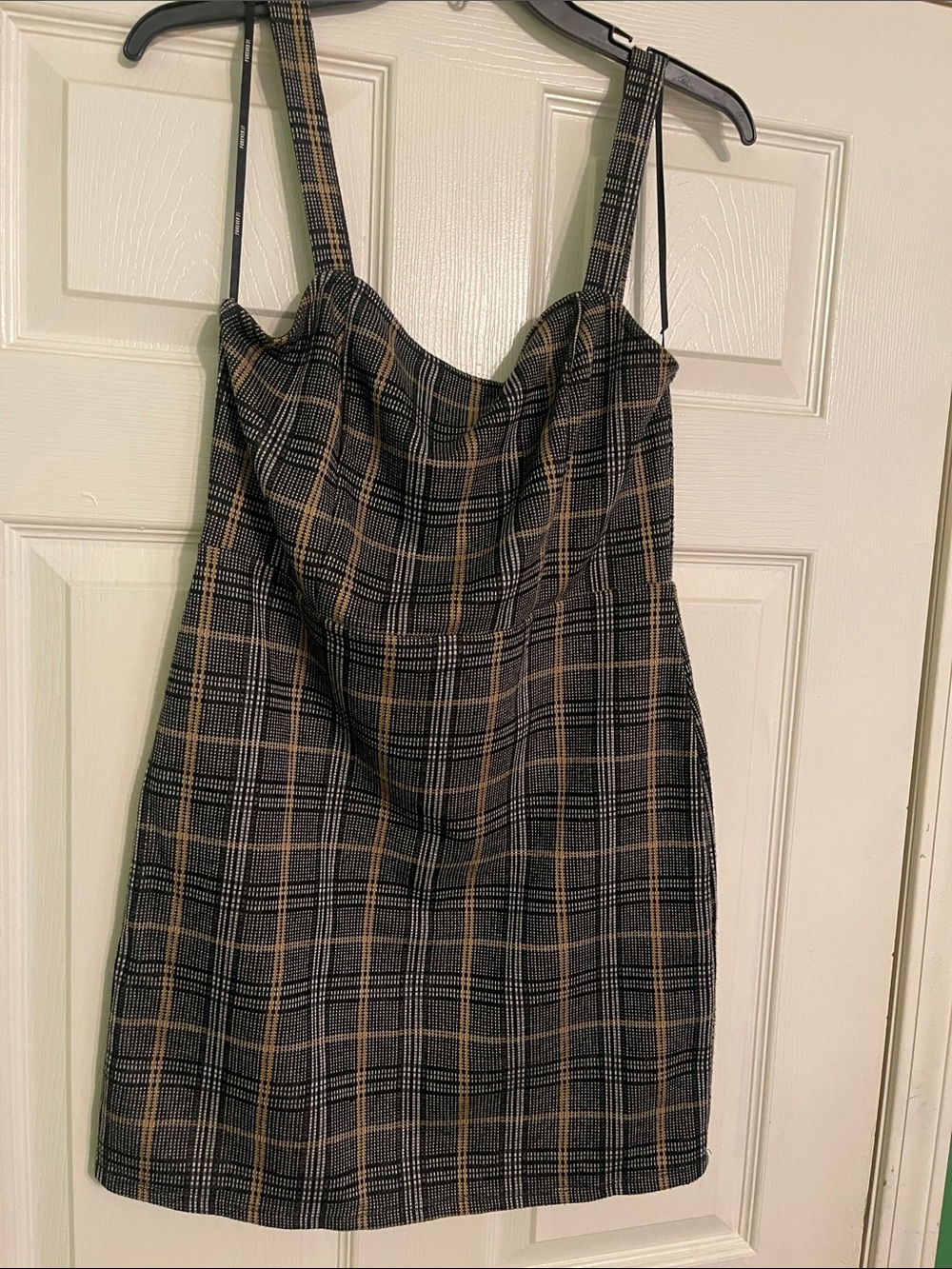 Forever 21 Black and Tan Plaid Mini Dress